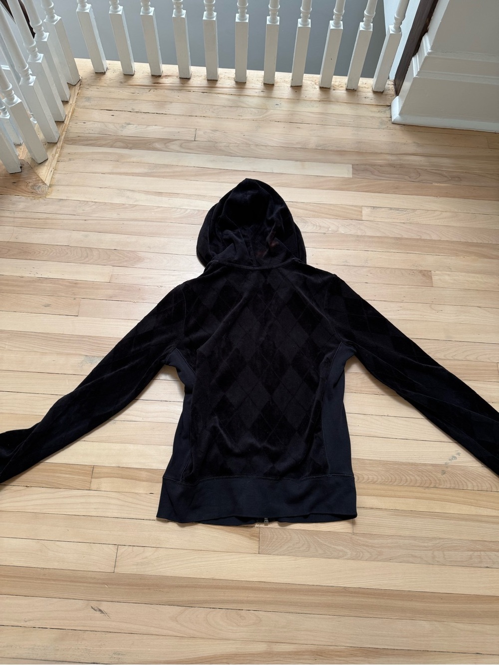 Juicy Couture Black Velour Zip Hoodie with Embroidered Monogram - Picture 8 of 8